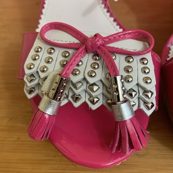 Betsey Johnson NIB Leather Honest Fuchsia Cork Wedge Platform Espadrille Heels 7 - Picture 9 of 17